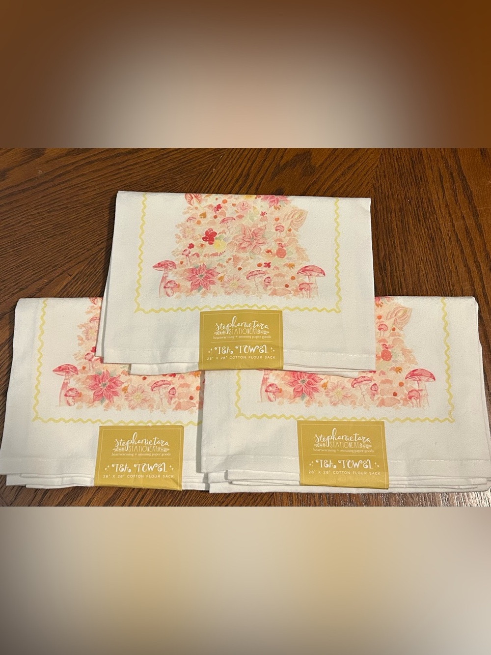 Stephanie Tara Pinkmas whimsical Tea Towels featuring watercolor tree design